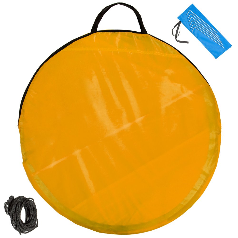 tectake® Tente de Plage Pop Up Anti UV - Montage Rapide et Sac de Transport - Abri de Plage Auvent Parasol Tente Pliante Paravent Pare Soleil Pic Nique Jardin - 220 x 120 x 100 cm - Orange Bleu
