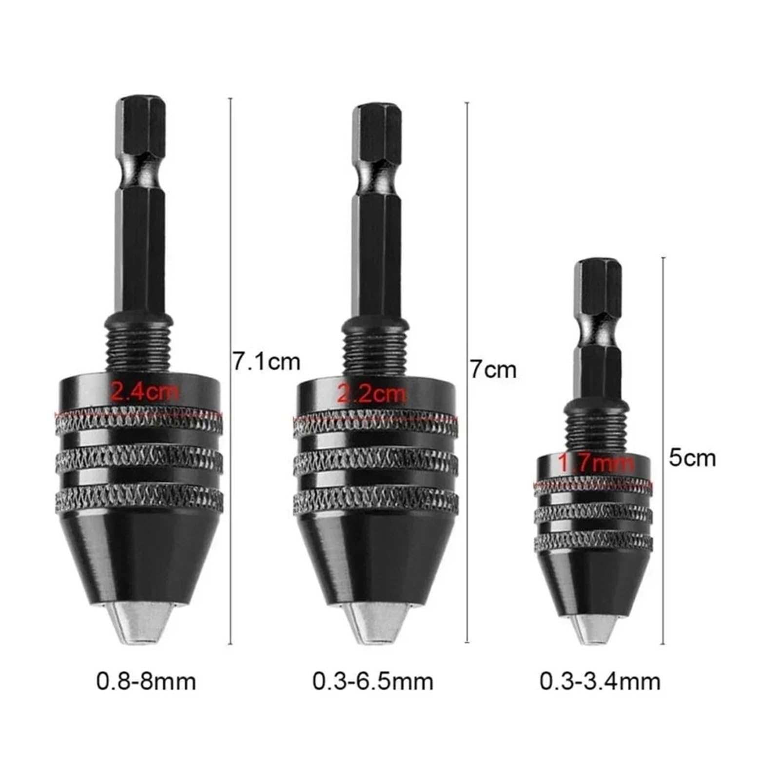 Bezkluczowy mini uchwyt wiertarski 0,3-8 mm samozaciskowy wiertło elektryczne narzędzie z tuleją zaciskową do sterowników z chwytem sześciokątnym 1/4 "(0.3-6.5mm)