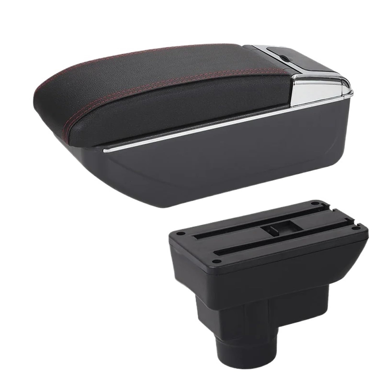 UMDJJU For Opel For Corsa D Car Armrest Backrest Interior Retrofit Part Storage Box Accessorie Car Centre Console Armrest Box(D1 Black red No USB)