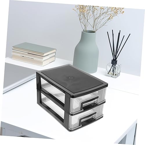 Miniatura 5 de Titular de artículos diversos, caja de almacenamiento de 2 capas, organizador de maquillaje, tapa de plástico, contenedor de almacenamiento de