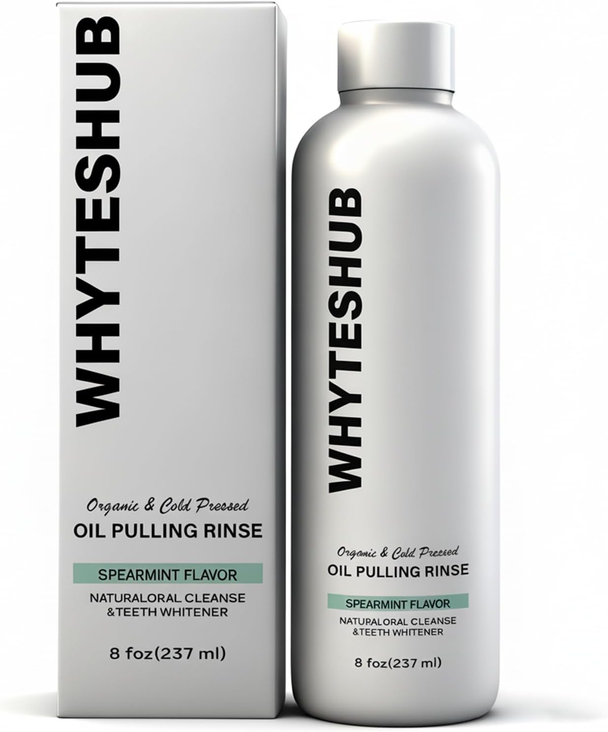 White Spearmint Oil Pulling Rinse, Cold-Pressed Coconut Mouthwash for Teeth Whitening, Powerful Organic Peppermint Oil Maintain Gum Health & Freshness Breath