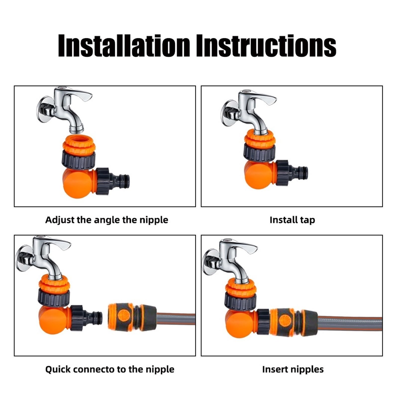 Generico Rubinetto Connettori rapidi Girevole Rubinetto dell'Acqua Splitter 1/2 "3/4" 1 "Adattatore filettato Giardino Fattoria Irrigazione Autolavaggio Giunti girevoli(D)