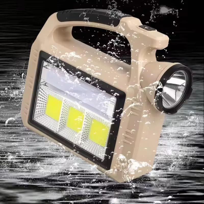 mixen solar/usb rechargeable led camping flashlight - 3 lighting modes, high power led spotlight, dual power source, outdoor portable lantern for hiking, fishing, emergency & rescue