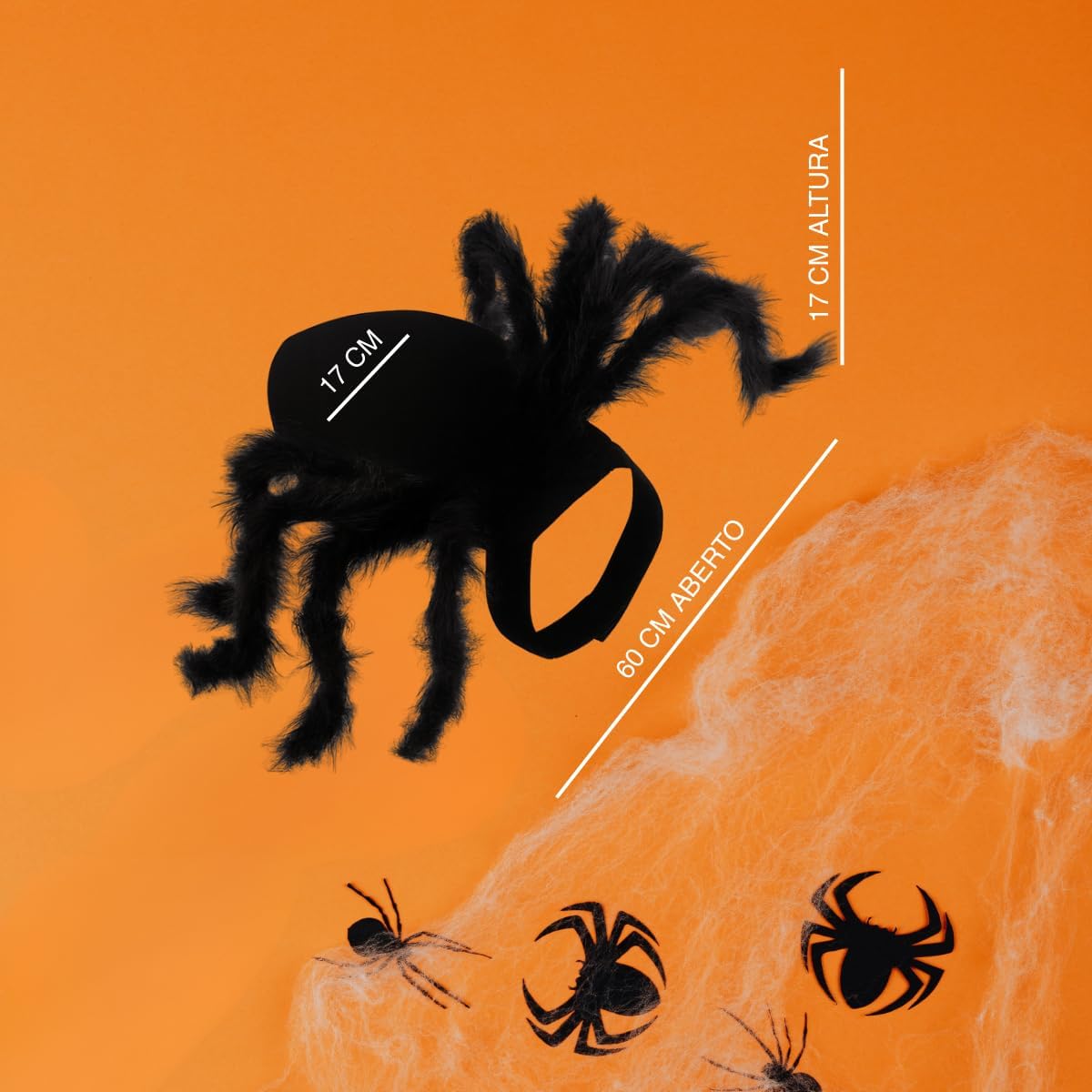 Fantasia de Aranha para Pets Gatos e Cachorros – Tiras Ajustáveis Confortáveis, Material Leve e Seguro, Ideal para Halloween, Festas e Fotos Criativas