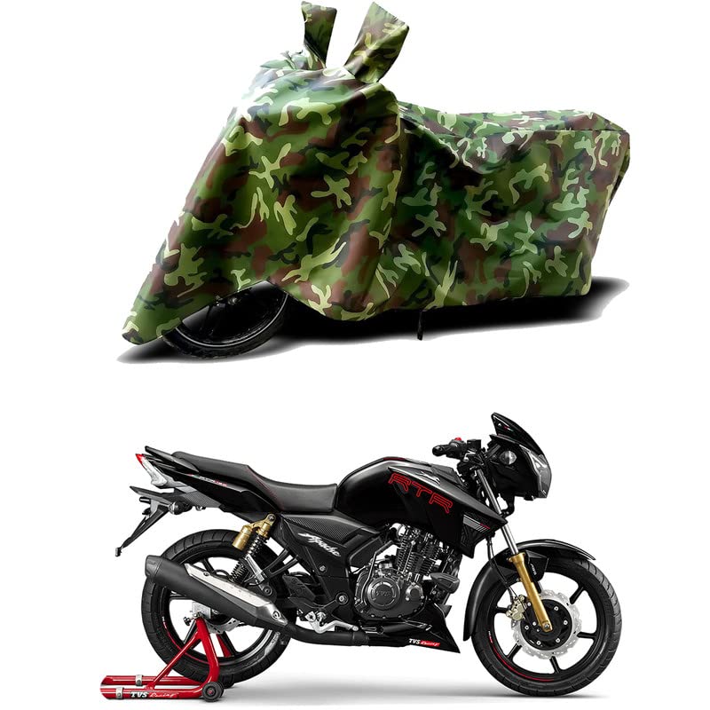 Image of 100% Water Resistant Bike Scooty Two Wheeler Body Cover Compatible for TVS Apache RTR 160 Disc /UV-Rays /Heat Protection /Birds Dropping /Scratchproof /Dust Proof /Waterproof /All [Green MJ]