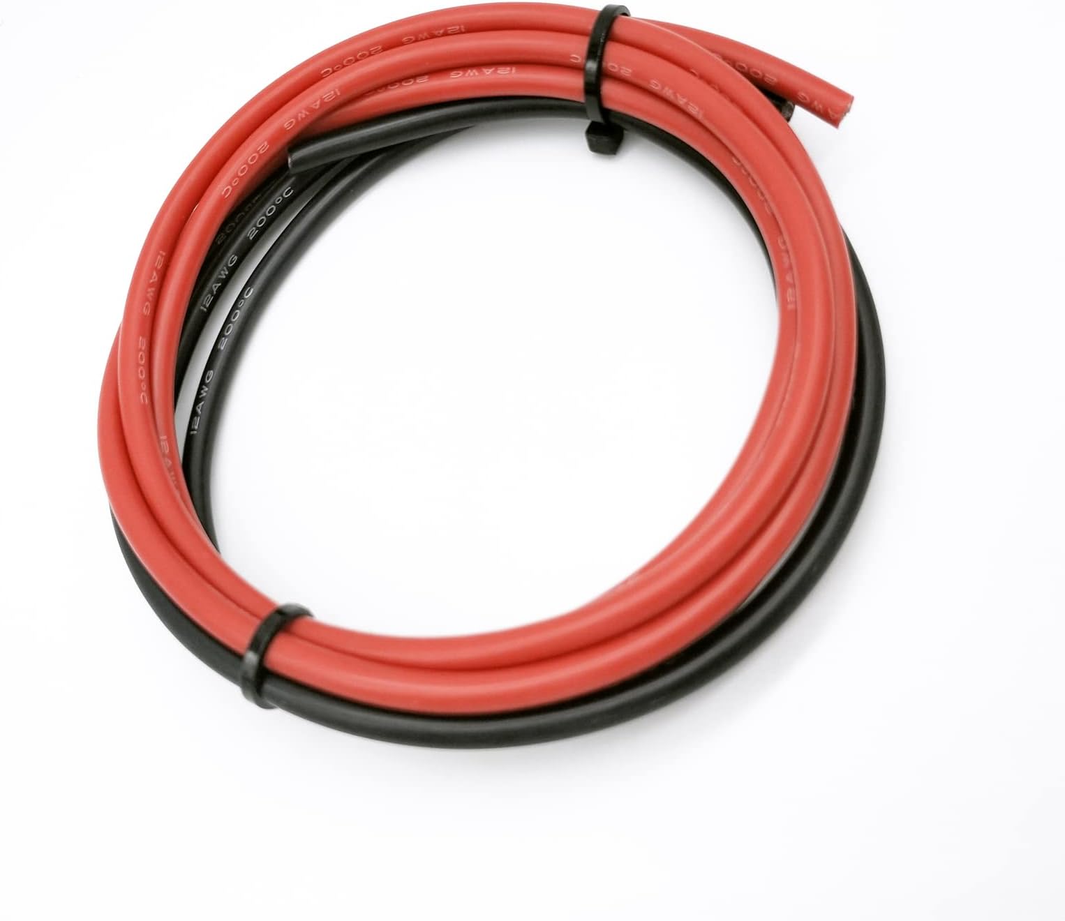 Boladge B012 2 Meter Pure Silicone Wire 12AWG Power Cable Battery Cable Tinned Copper Wire 12 Gauge RC Cable Lead (1 Meter in Black and 1 Meter in Red) (12AWG),Black red