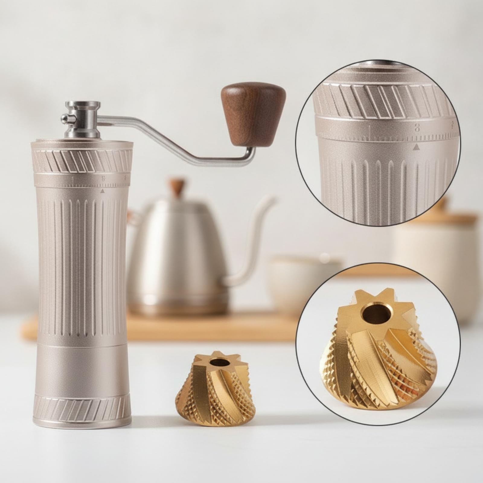 Molinillo Manual para Café Manual Ajustable Molinillo para Café con Ajustes Externos Preciso Cocina, Viajes, Array, Negro Esmerilado