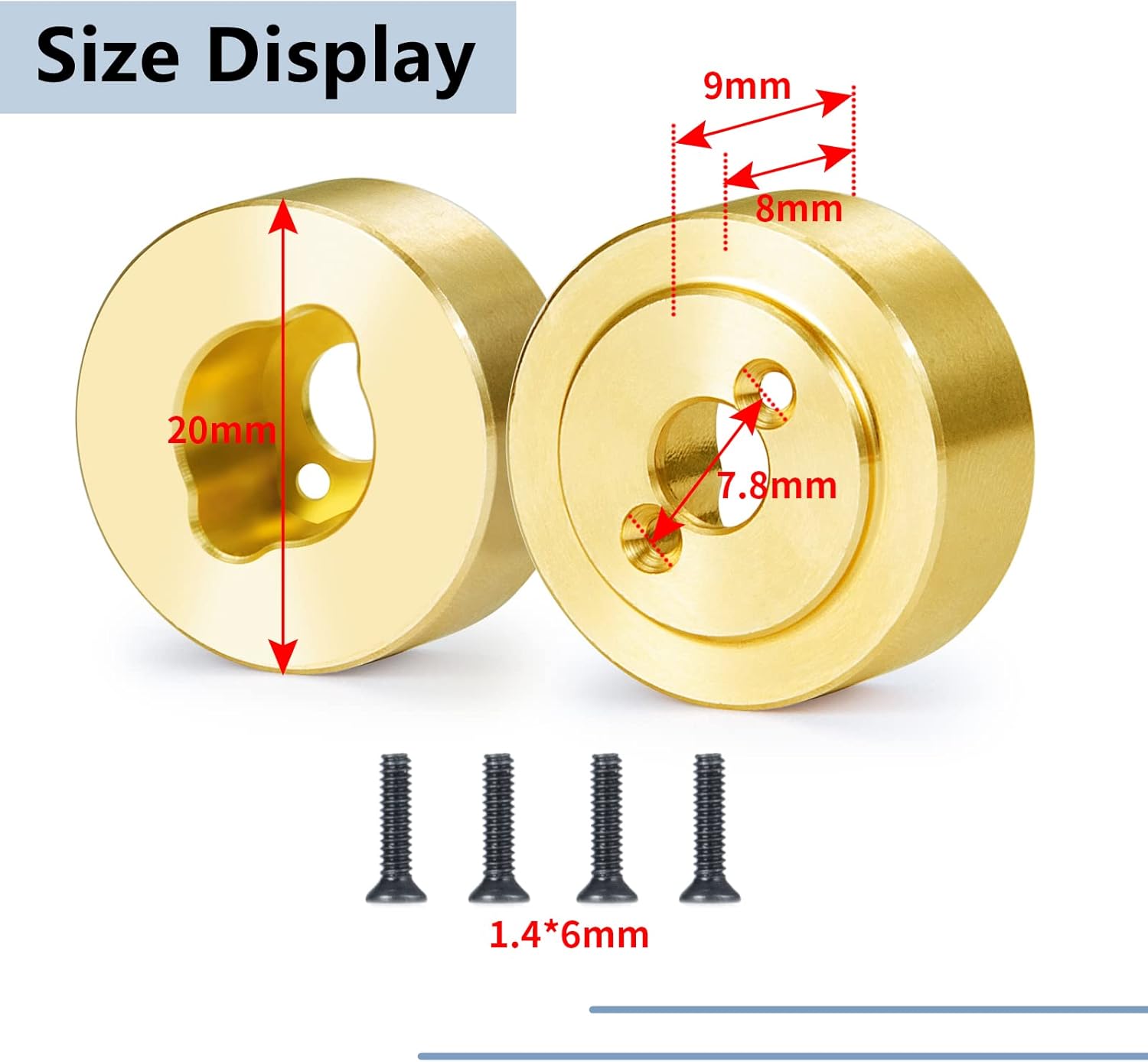 Maleonn 2Pcs Brass Rear Lockout Cup Axle Adapter with Screwdriver for 1/24 RC Crawler SCX24 Upgrades Accessories