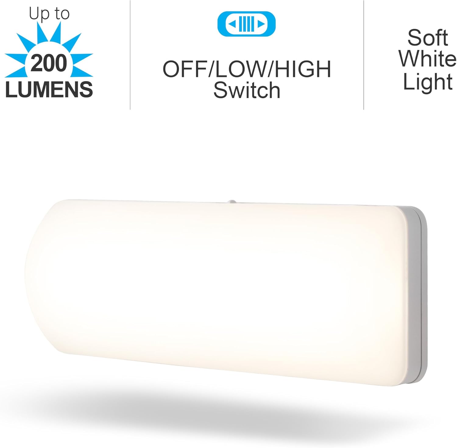GE Ultrabrite LED Light Bar Night Lights Plug Into Wall Room Decor Ambient Lighting High/Low/Off Switch Bright Nightlight White, 200 Lumens, 2 Pack