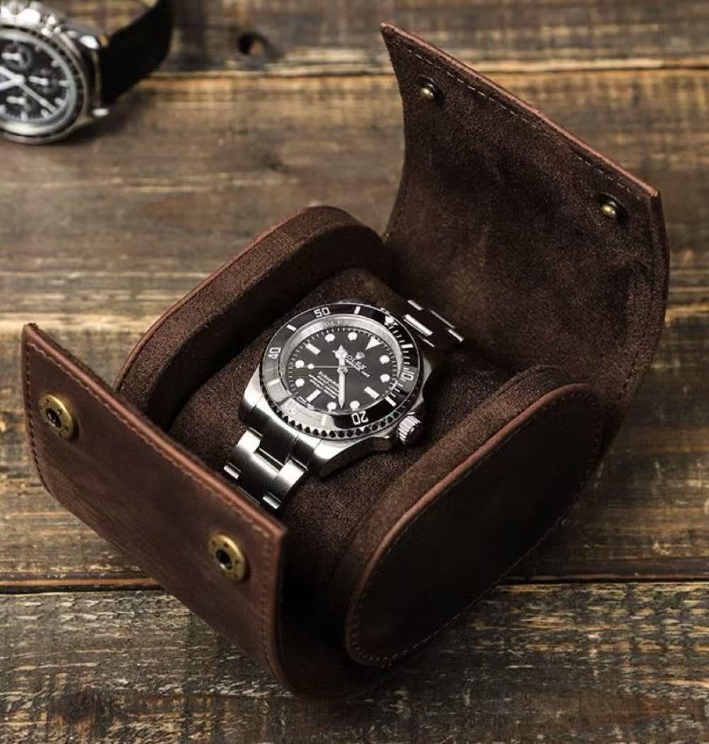 Custodia per orologio singola in vera pelle, custodia da viaggio arrotolabile per riporre gli orologi (1 slot)