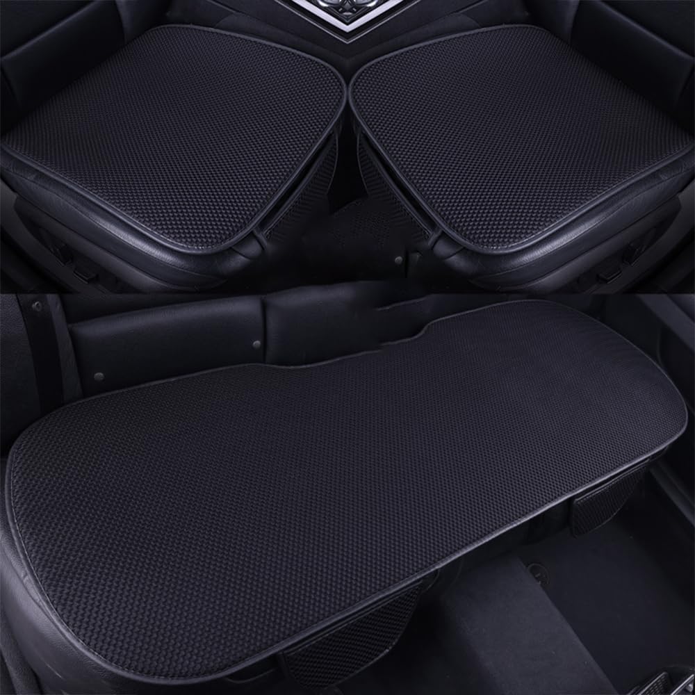 Car seat cushion for Porsche 718 911 991 992 996 997 Boxster Cayman Carrera Taycan, Seat Cushion Summer Breathable Seat Cover Anti-slip Car Interior Seat Chair Pad Cushion, Black, Threepieces