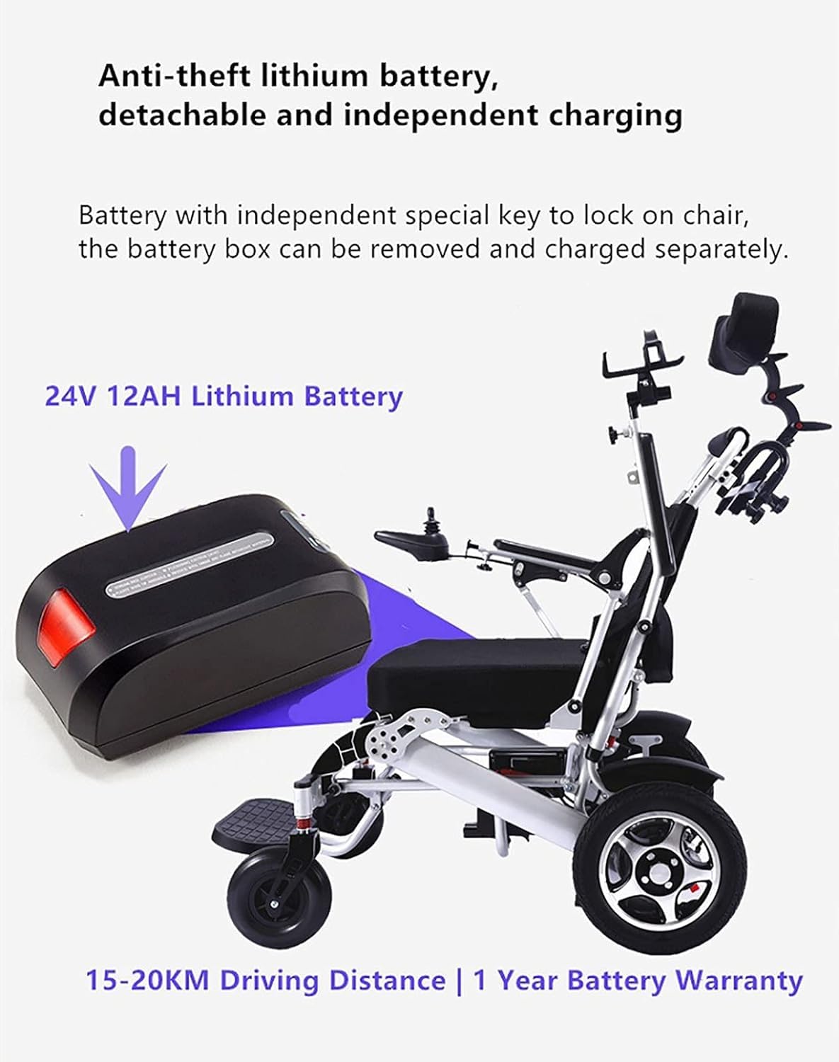 Lekki elektryczny wózek inwalidzki dla dorosłych, aluminiowy przenośny elektryczny wózek inwalidzki, składany elektryczny wózek inwalidzki - wózek terenowy - elektryczny wózek inwalidzki dla seni