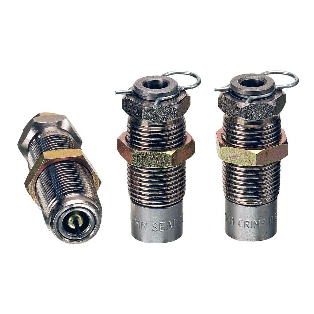 Carbide Pistol Dies | 3 Die Set for Reloading - Size/Decapping Die, Seat Die, Crimp Die