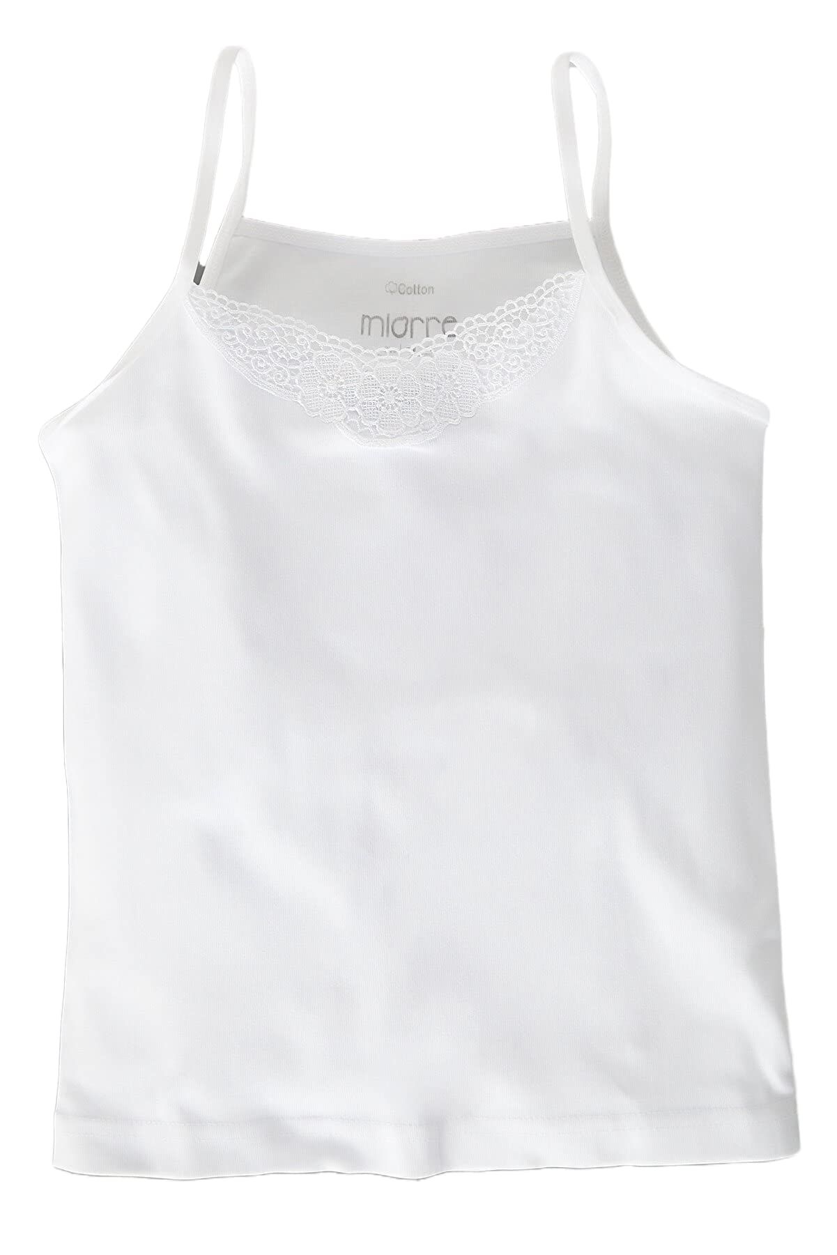 miorreGirls 1-14 Years White 100% Cotton Ultra Soft Strappy Cami Vest