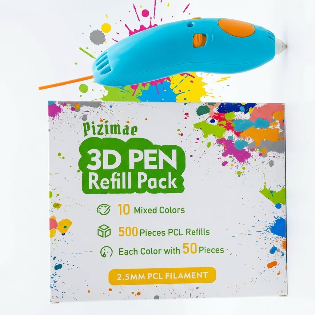 500 Pcs 3D Pen Filament 10 Colors 3D Doodler Pen Refills for 3D Start 3D Pen Low Printing Temperat Includes one Random Fluorescent Color Filament -Pizimae (500)