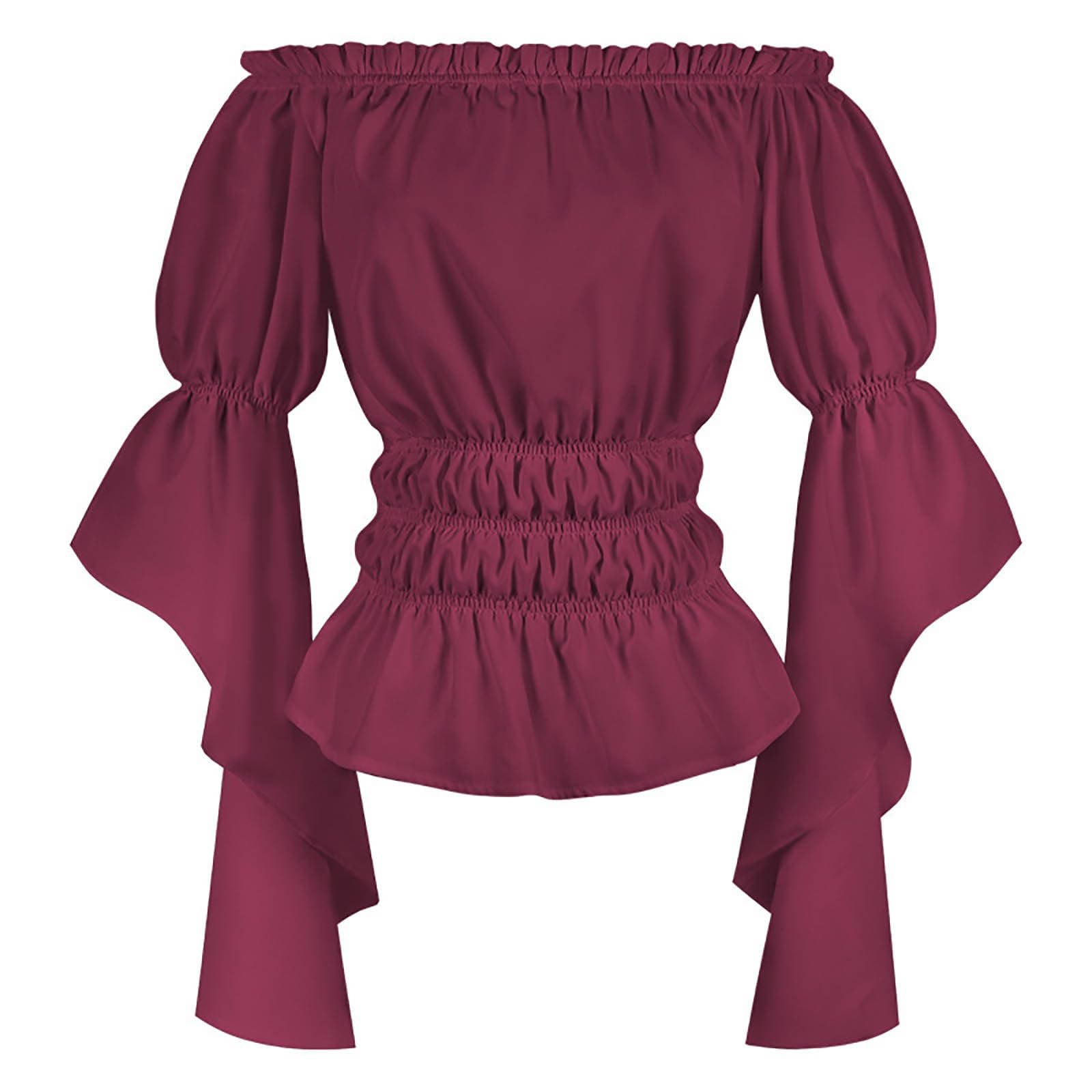 Oktoberfest Outfit Women Elegant Tops Long Sleeve Boho Blouse Top Plus Size Shirt Gothic Ruffle Skirt Shirt Cosplay Costume Top Dirndl Blouse Fancy Dress Outfit Halloween Costumes Holiday (S) — image 1
