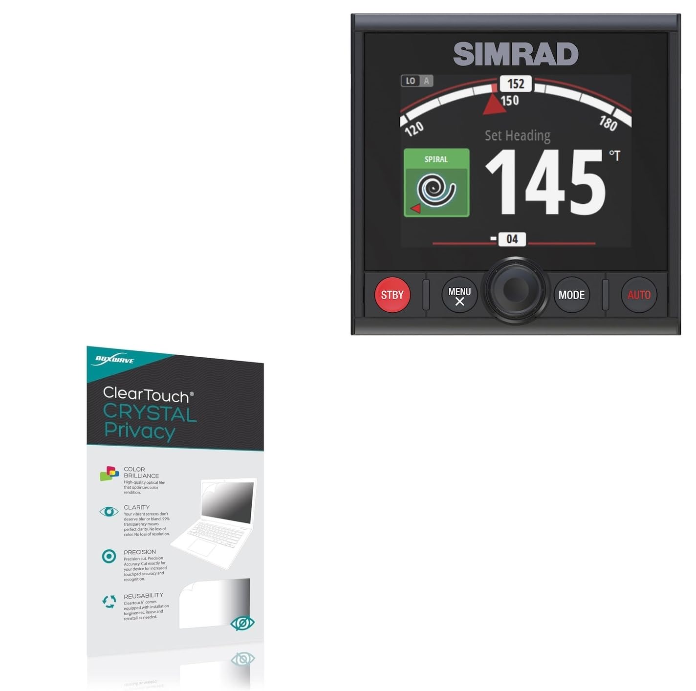 BoxWave Screen Protector Compatible with Simrad AP44 - ClearTouch Crystal Privacy (2-Pack), Privacy Screen Protector Flexible Film Clear