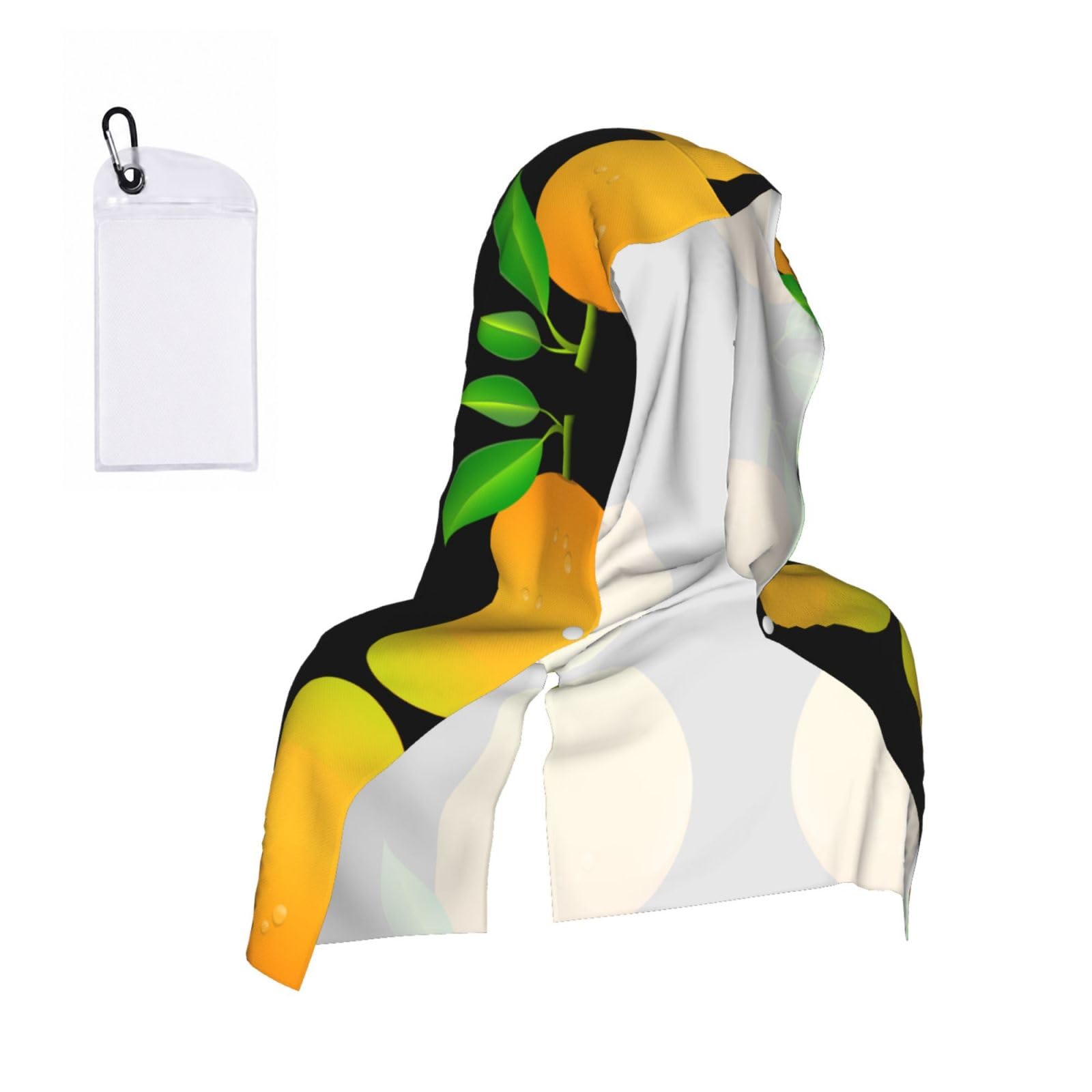 EZDLOWVBA Mango Print 2 Pack Cooling Hoodie Towels,Sports Headscarf, Neck Wrap Scarf,Breathable Cooling Towel For Neck And Face, Travel, Swimming, Training