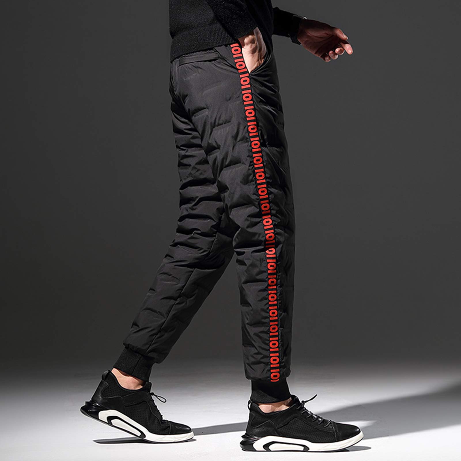 Uomo Pantaloni da Neve in Piumino D'Anatra Caldo Invernale Pantaloni Outdoor Resistenti all'Acqua con Tasche con Cerniera