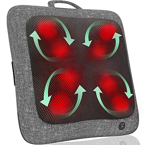 Keenray Back Massager with Heat, Shiatsu Back and Neck Massager with Deep Tissue Kneading, Electric Back Massage Pillow for Full Body Muscle, Gifts for Men & Women, Massage at Home, Office