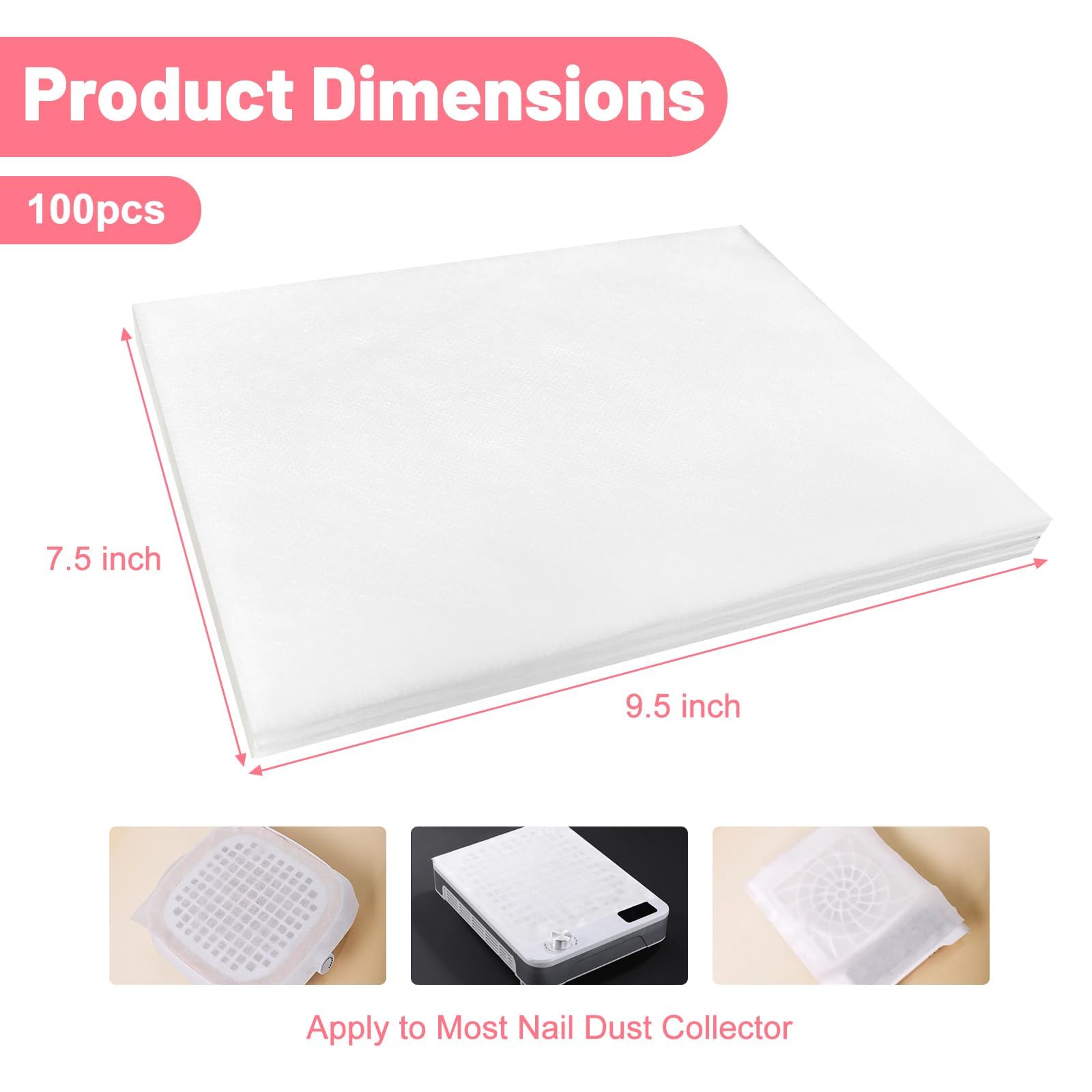 100 Sheets Nail Dust Collector Filter Paper,Disposable Dust Collector Nail Tech Filter Cotton Pad,Nail Accessories,Nail Tech Must Haves,For Most Nail Dust Vacuum Machine Nail Home and Nail Salon Use - Image 2
