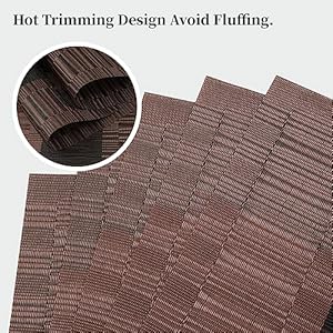 Leetaltree Brown with Black Striped Placemats Set of 8 Heat Resistant Non Slip Place mats for Dining Table Washable Durable PVC Vinyl Woven Table MatsBrown Stripe 8