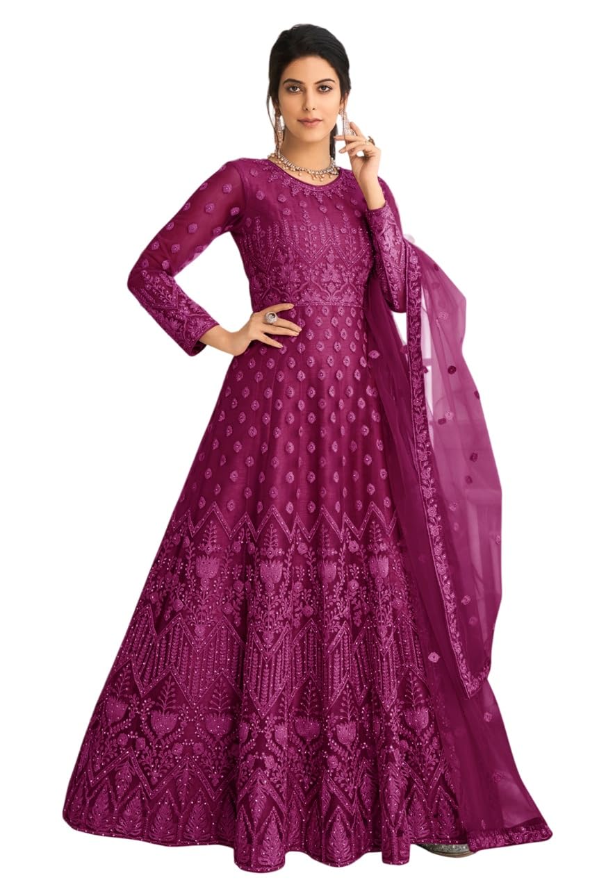 julee Women's Net Embroidered Semi-Stitched Gown (Bhavika Gown-New)-picture-28