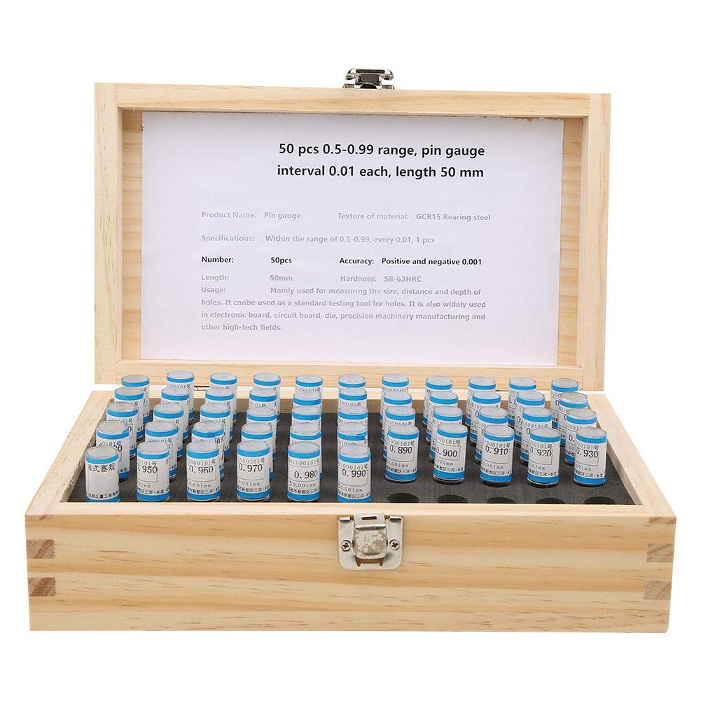 50pcs Pin Gauge, 0.5-0.99mm Plug Pin Gage Set 0.001mm Tolerancia Teniendo Acero Herramienta de precisión para placas electrónicas Placas de circuitos Moldes