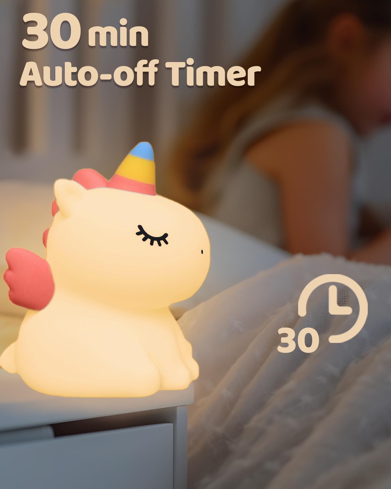 JYPS Bonita Lámpara De Unicornio, Lámpara De Mesita De Noche Para Niños Con Bombilla LED Y Sombra, Regalos De Unicornio Para Decoración De Dormitorio De Niñas, Lámpara De Guardería Para Escritorios