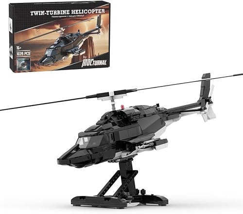 Airwolf Helicopter Building Blocks and Construction Toy, Collectible Military-Themed Model to Build and Display, Great Gift for Military Fans (1039PCS)
