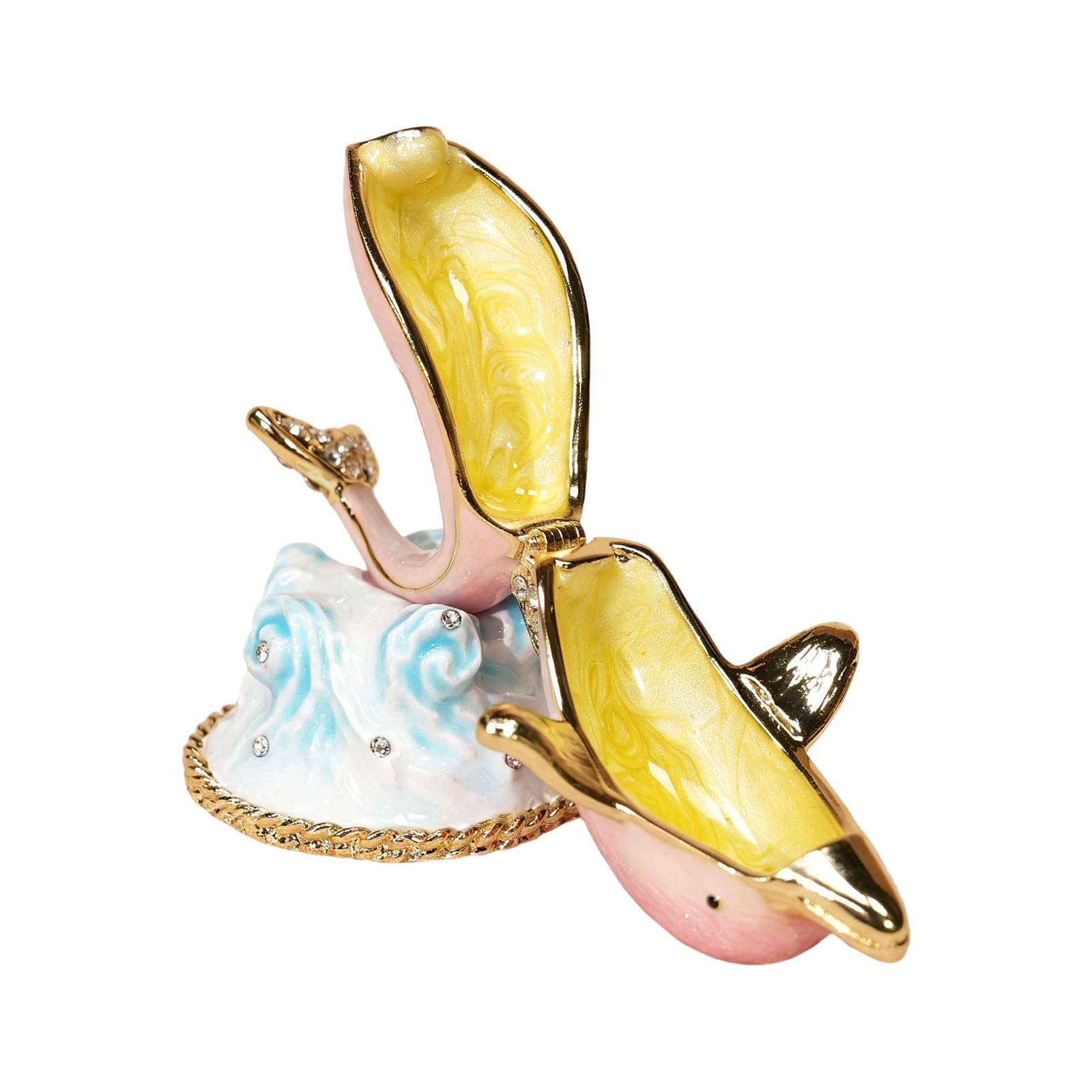 Msioytog Artistic Hand Painted Dolphins Shape Trinket Box Jewelry Container Alloy Texture Suitable for Small Jewelry Organization Home Offices Desk Deck