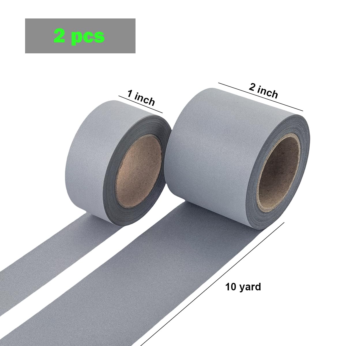 Lot de 2 rouleaux de ruban adhésif réfléchissant à coudre haute visibilité Argenté 2,5 cm 5,1 cm x 9,1 m