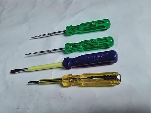 APNI SHOP Tester Screwdriver With Small Screwdrive | Long handle Strong Grip Carbon Steel Combination | Multipurpose use | Magnetic Tip | Electrical Insulation (Multicolour)