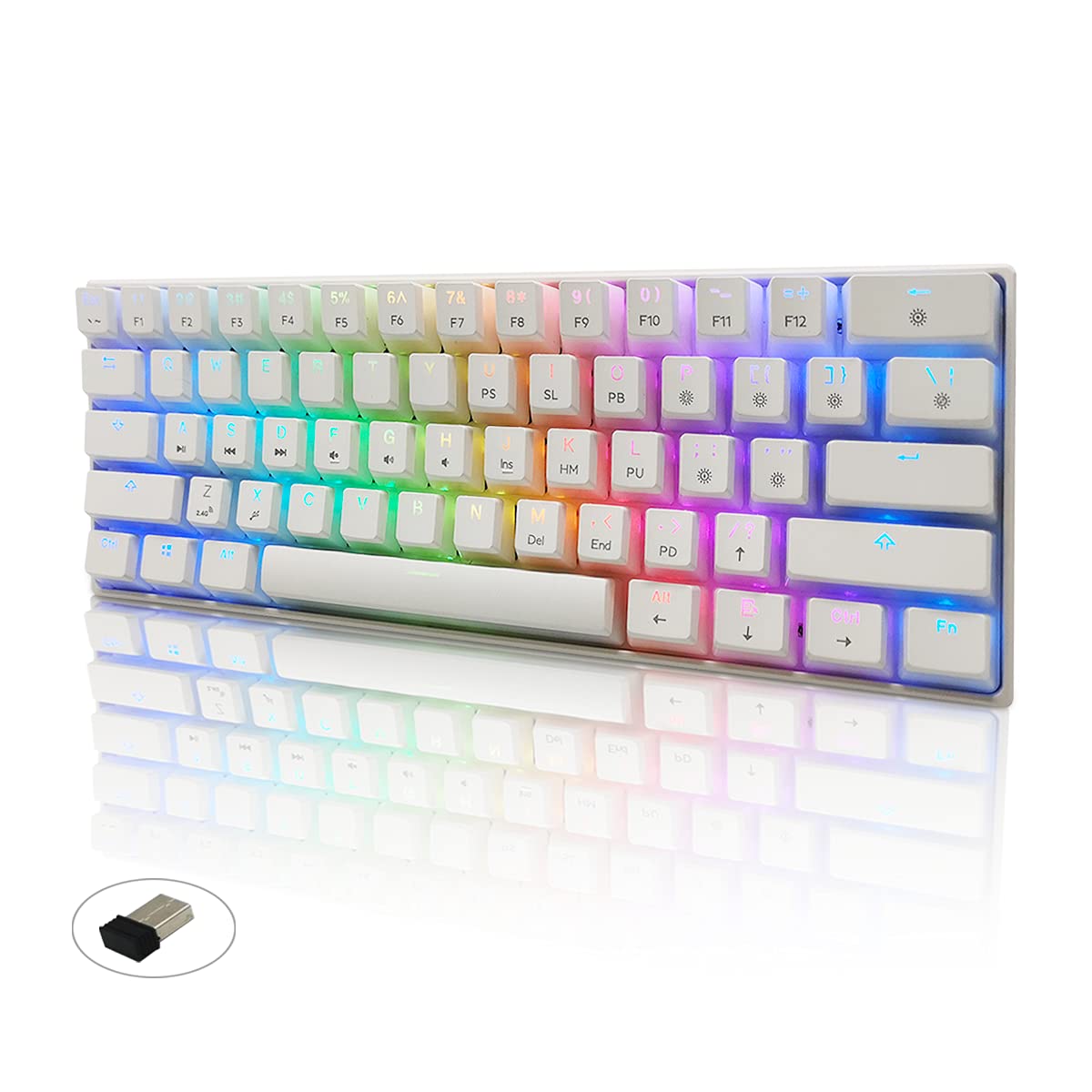 Buy MK61 pro Wired/Wireless Gaming Keyboard 60 Percent White Hot