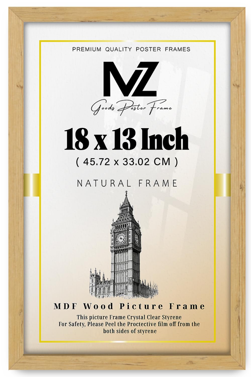 Mz Goods Pine | Mdf Picture Frame (45.72 X 33.02 Cm) 457.2 X 330.2 Mm For Sketch Art, Watercolor Paintings & Home Interiors, Mdf Build, Easy Wall Mounting Hooks [ ]