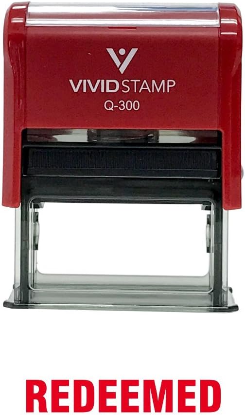 Redeemed Self Inking Rubber Stamp (Red Ink) - Large 2 Pack