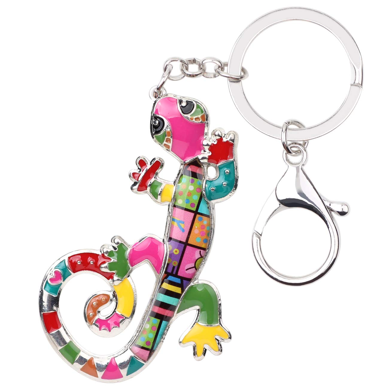 Weveni Women's Multicoloured Enamel Alloy Lizard Gecko Keychain Charms Jewelry For Girls Bag Car Wallet (Multicoloured)