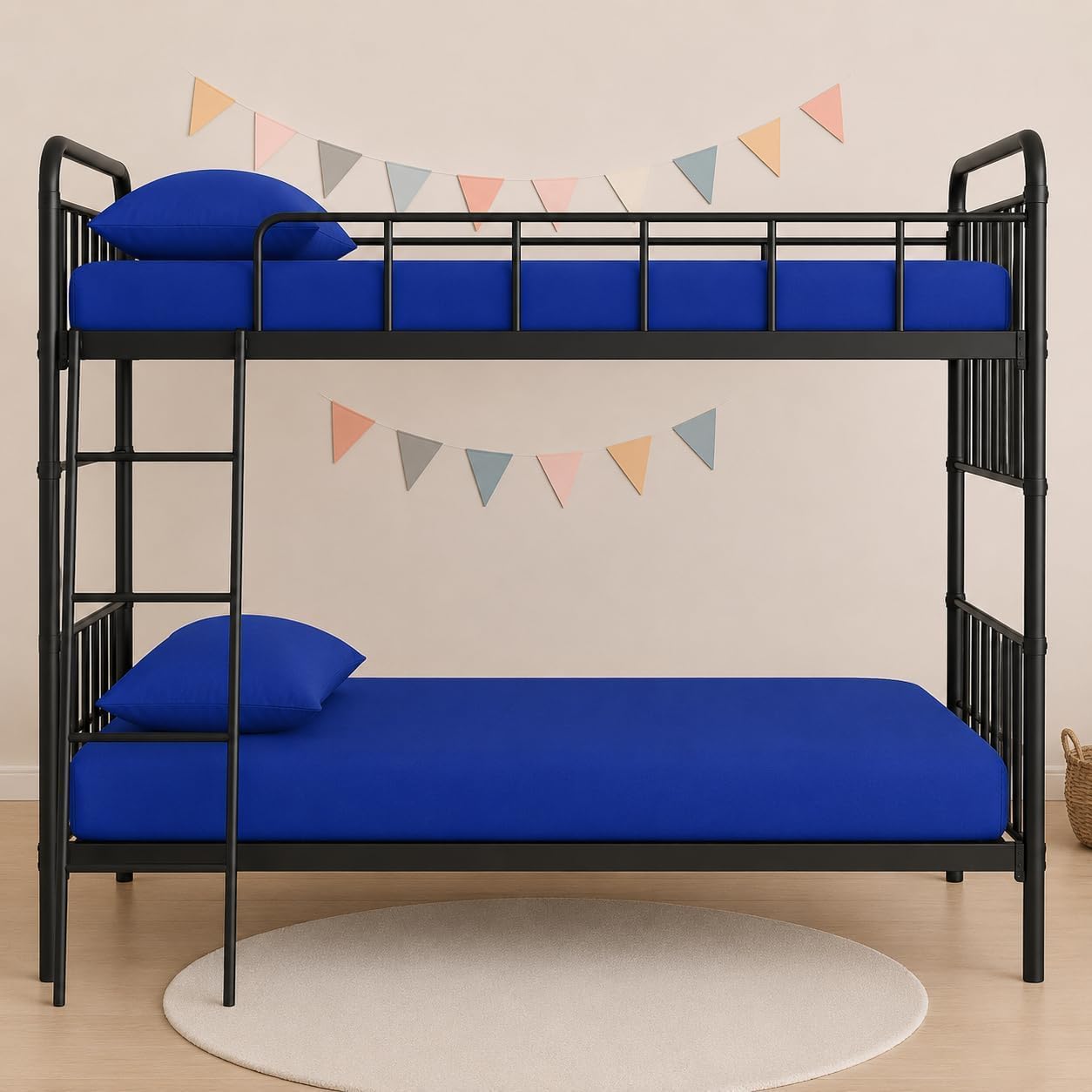 100% Polycotton Fitted Sheet, Small Single 2FT 6" (75 x 190 cm), Deep 25cm Pocket, Soft Breathable Bed Sheet, Non-Iron Elasticated Bottom Sheet for Bunk Beds, Caravan, Guest Bed, Pack of 2, RoyalBlue