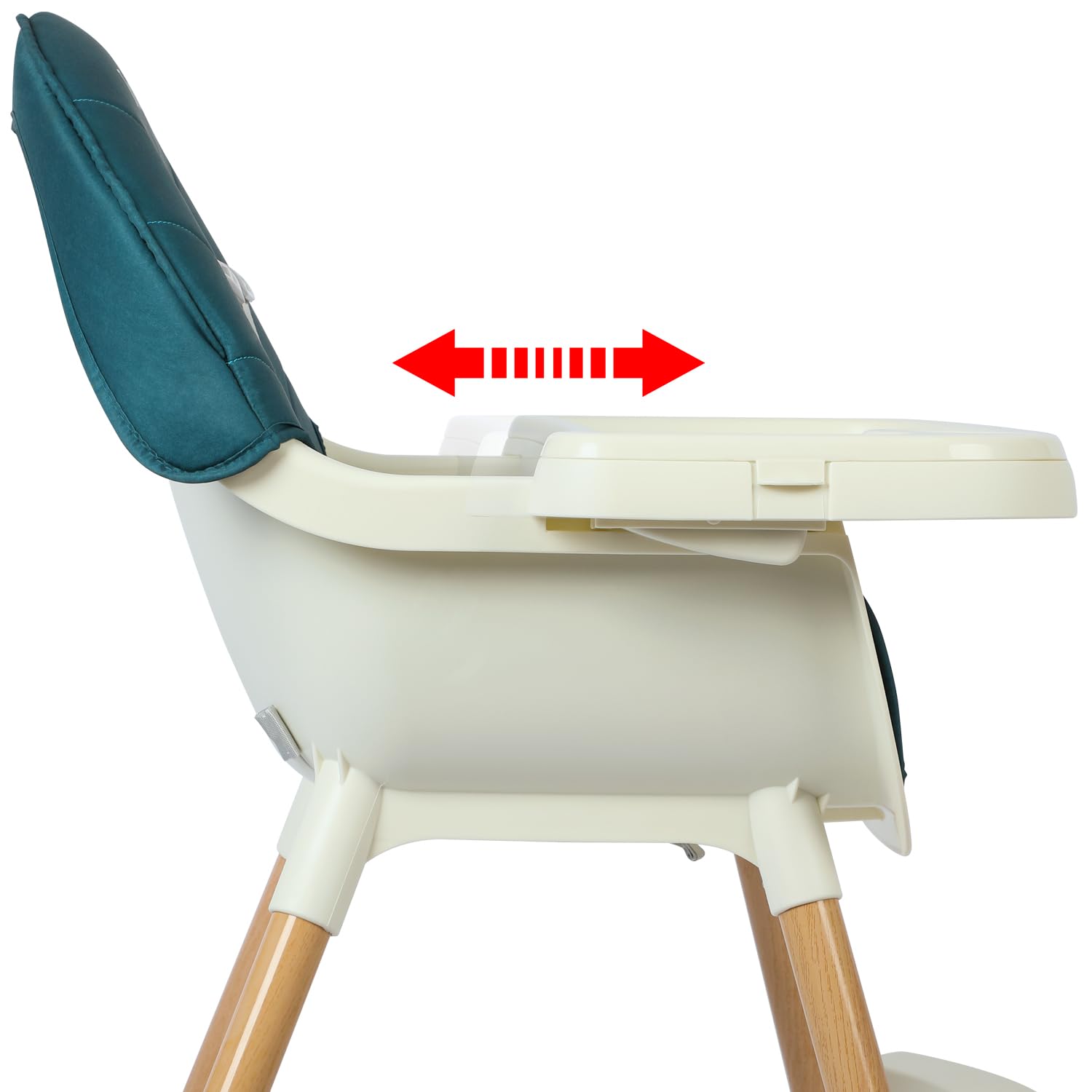 LORENTZ Chaise Haute Évolutive Design Esprit Bois, Longue Durée, Transformable en Chaise Enfant, 2 Hauteurs, Tablette Réglable Amovible, Surplateau, Coussin Lavable, Harnais 5-points - Cobalt