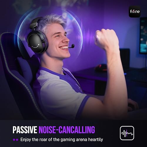 Miniatura 6 de FIFINE Auriculares para juegos con cable, auriculares USB con sonido envolvente 7.1, micrófono desmontable, caja de control, conector de auriculares