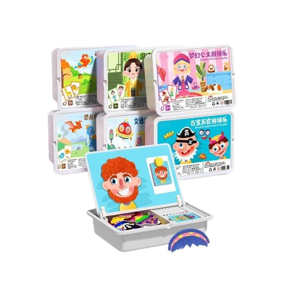 Puzzle Magnétique Visage Enfant – Boîte Magnétique Double Face avec Tableau à Dessin et Pièces Magnétiques, Jeu Créatif pour Expressions Faciales, Activité Montessori pour Voyage, Maison et École