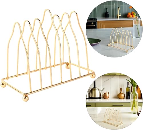 Miniatura 8 de Operitacx Soporte de placa de hierro pequeño estante organizador de platos decorativo Estante de cocina Diseño de drenaje