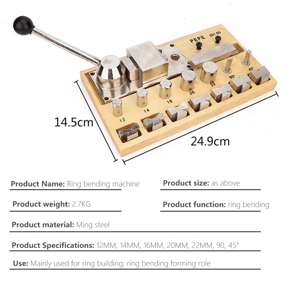 Diyeeni Juego de Herramientas de doblado de Anillos para reparador de Joyas, Herramienta de doblado de Anillos Multifuncional de Metal + Madera, máquina Doblar aretes/Anillos