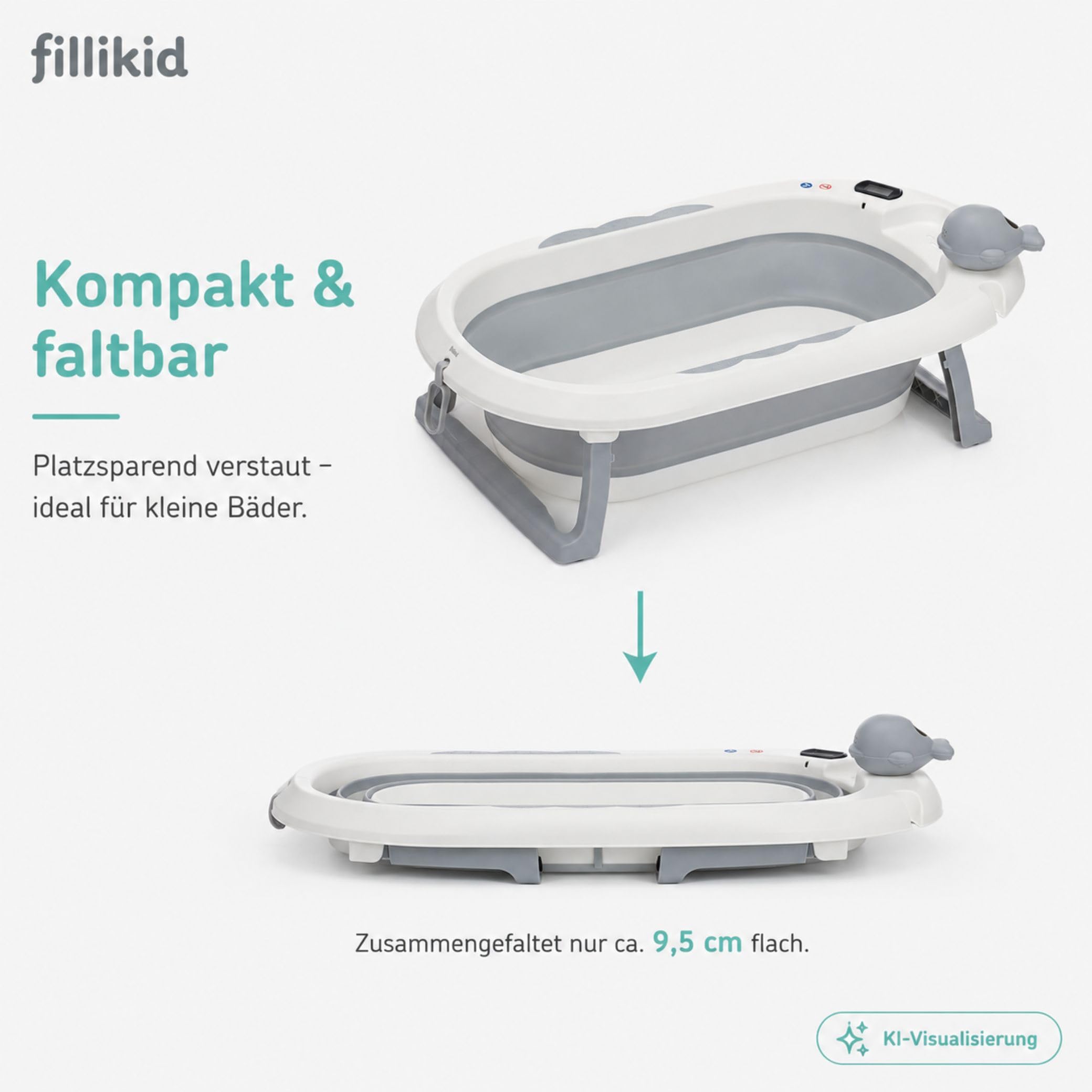 Fillikid Baby Badewanne, faltbare Badewanne ab Geburt