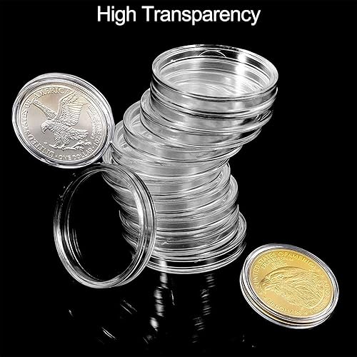 Miniatura 3 de Soporte para monedas de dólar plateado de 1.57 pulgadas, cápsulas de monedas de los Eagles de plata para coleccionistas con caja organizadora de