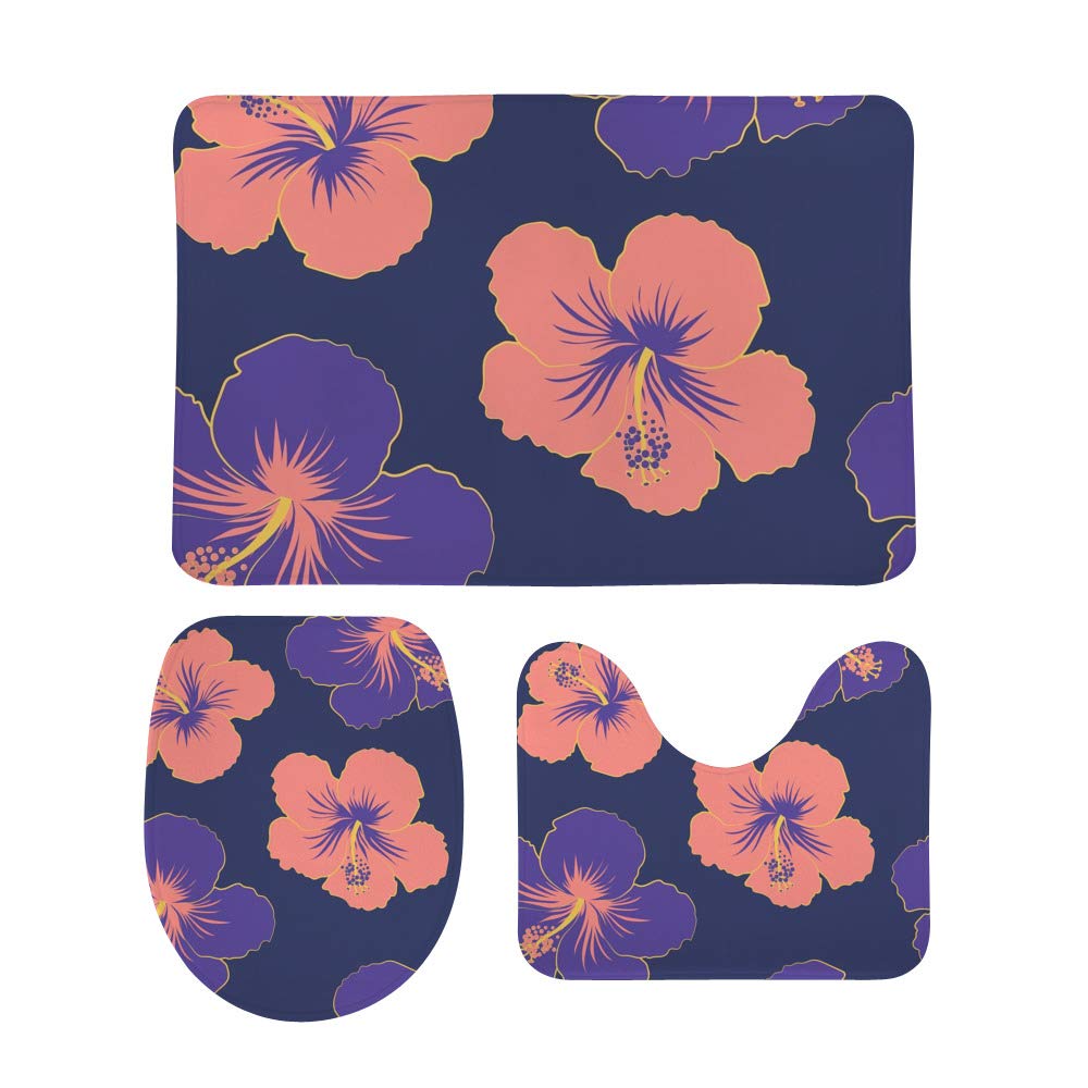 Tapis de bain absorbant Haoxiang motif floral en velours corail | Set de 3 tapis