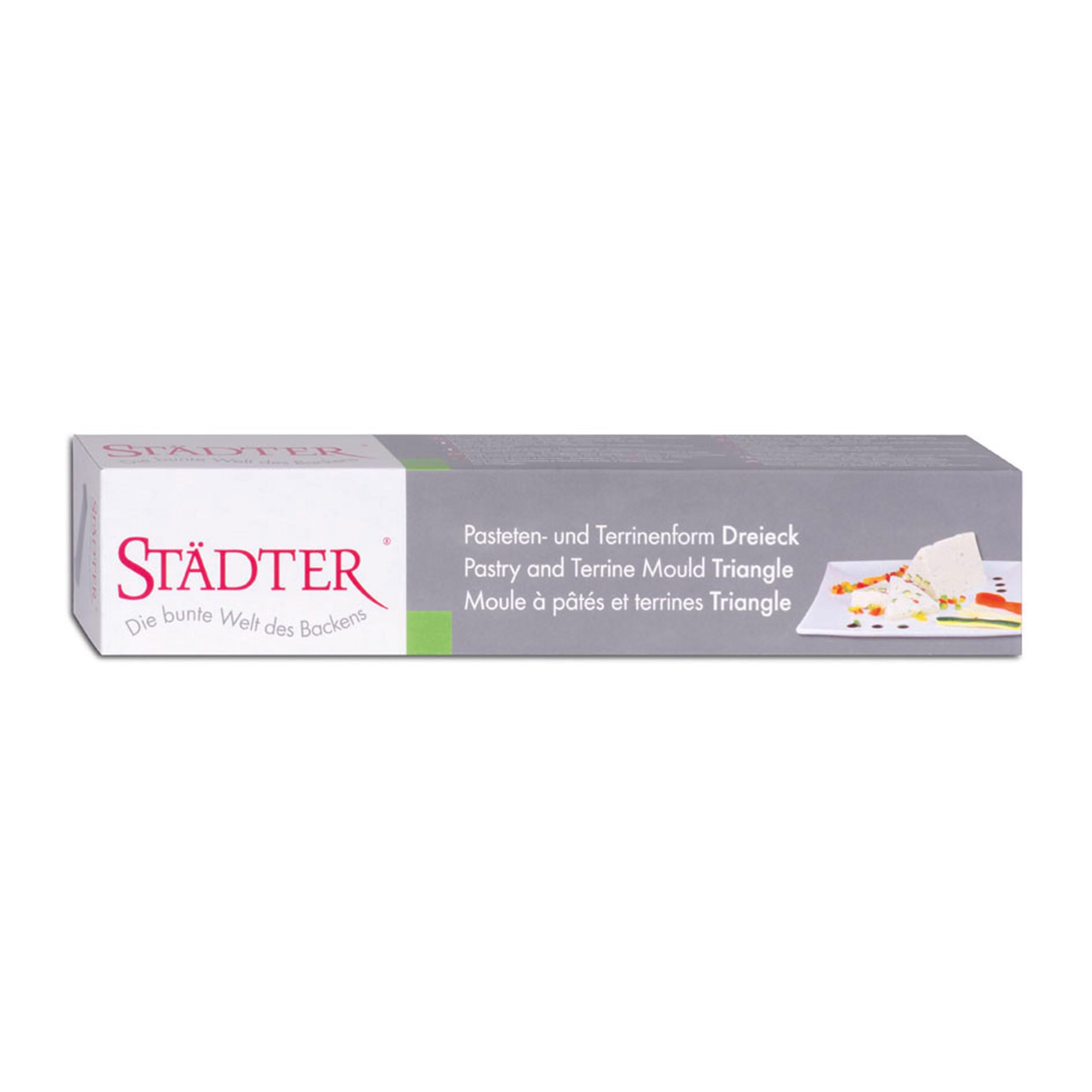 Städter 622104 - Stampo Triangolare Professionale per Torte e terrina, 30 x 6 x 6 cm, in Acciaio Inox antiruggine