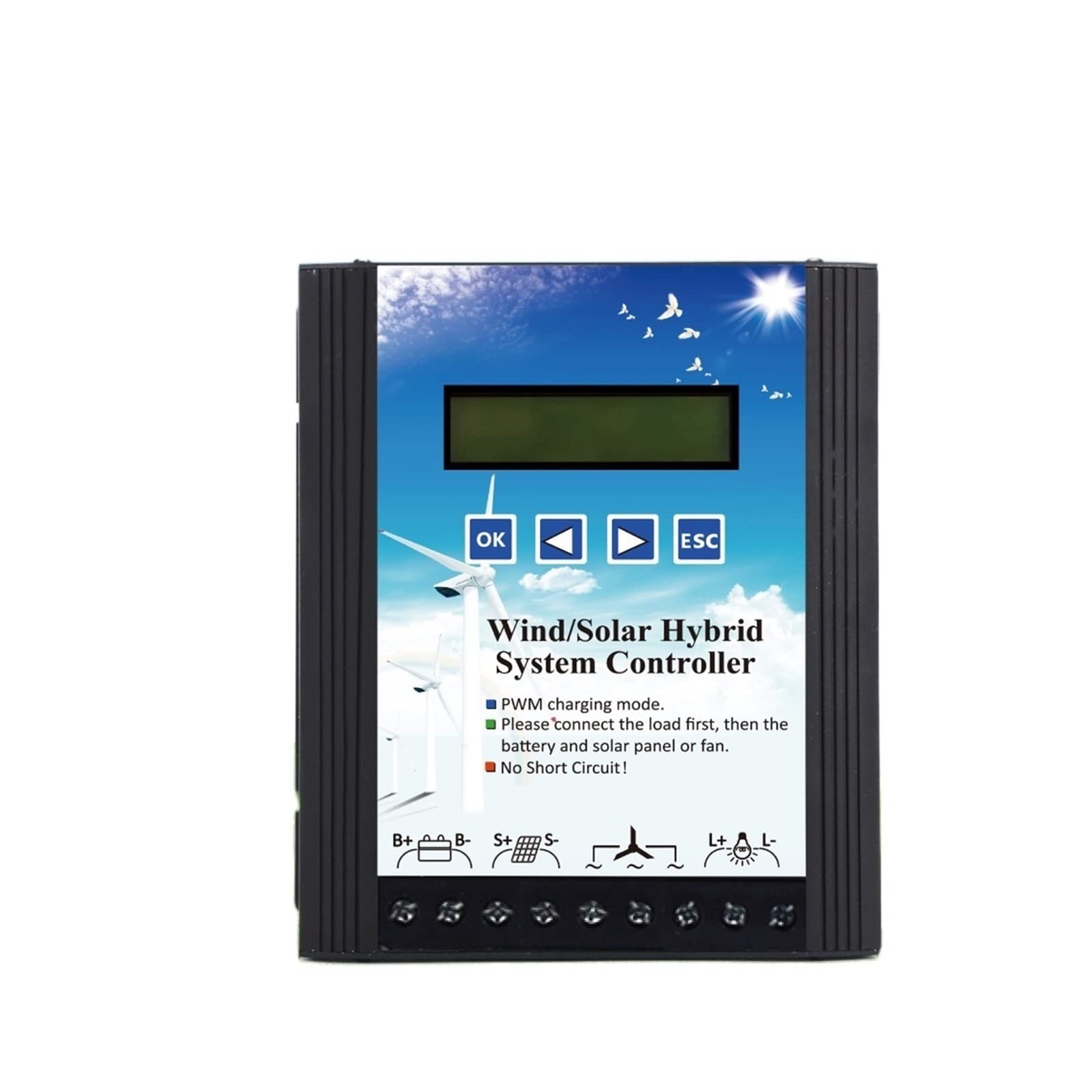 Solar Controller, 12V24V48V Wind And Solar Complementary Controller PWM Charging And(12V24V1000W)