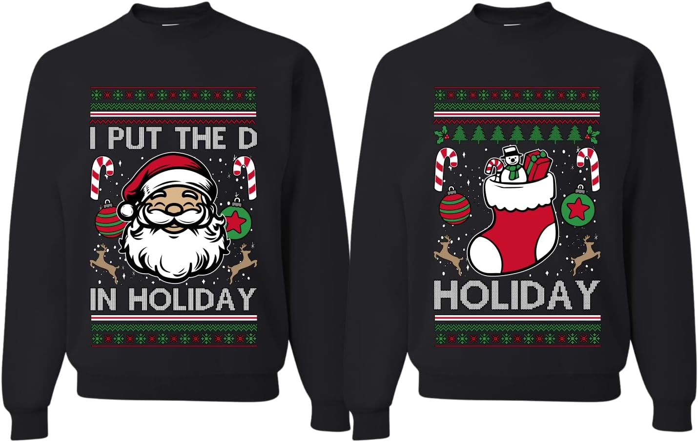 Ugly Christmas Sweaters for Couples I Put The D In Holiday His Hers Unisex Christmas Holiday Sweatshirts