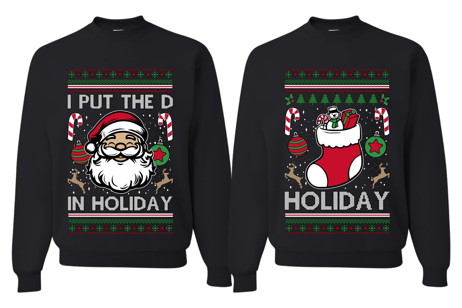 Ugly Christmas Sweaters for Couples I Put The D In Holiday His Hers Unisex Christmas Holiday Sweatshirts